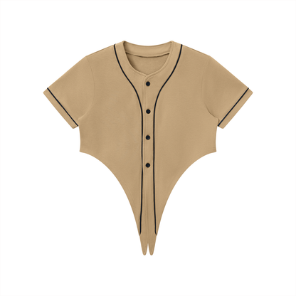 Women's Piping Baseball Jersey in coffee
