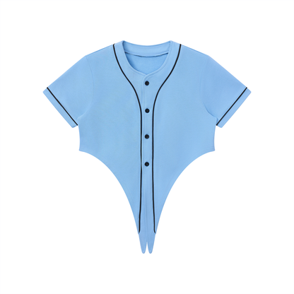 Women's Piping Baseball Jersey in sky blue