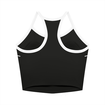 Women's Piping Yoga Tank Top in black, alternate angle