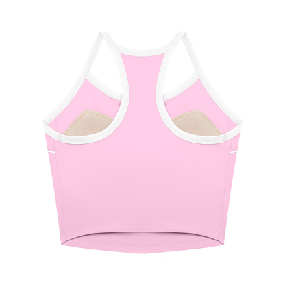 Women's Piping Yoga Tank Top in pink, alternate angle