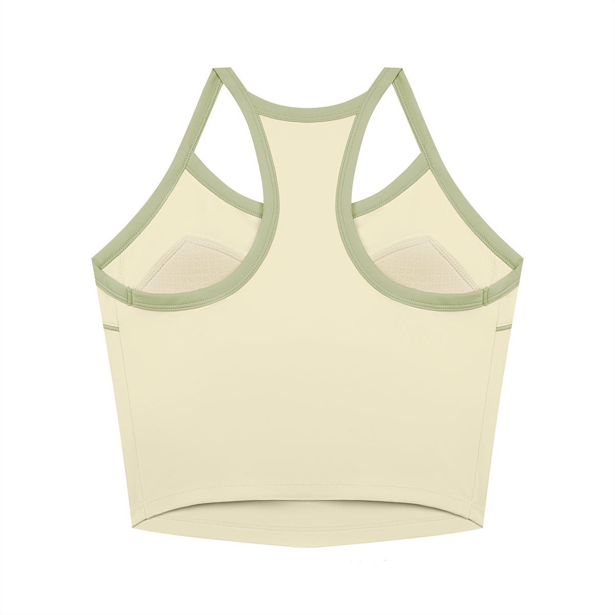 Women's Piping Yoga Tank Top in sage green, alternate angle