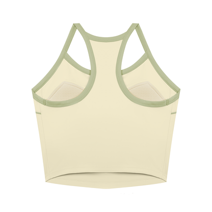 Women's Piping Yoga Tank Top in sage green, alternate angle