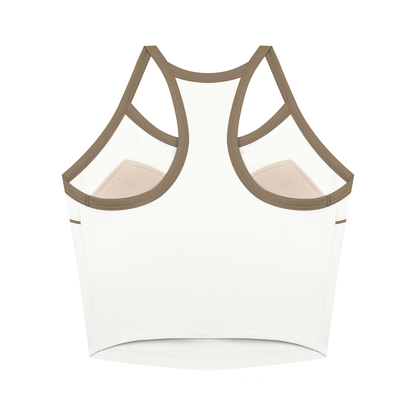 Women's Piping Yoga Tank Top in white, alternate angle