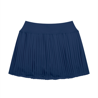 Women's Pleated Yoga Skort in navy blue, alternate angle