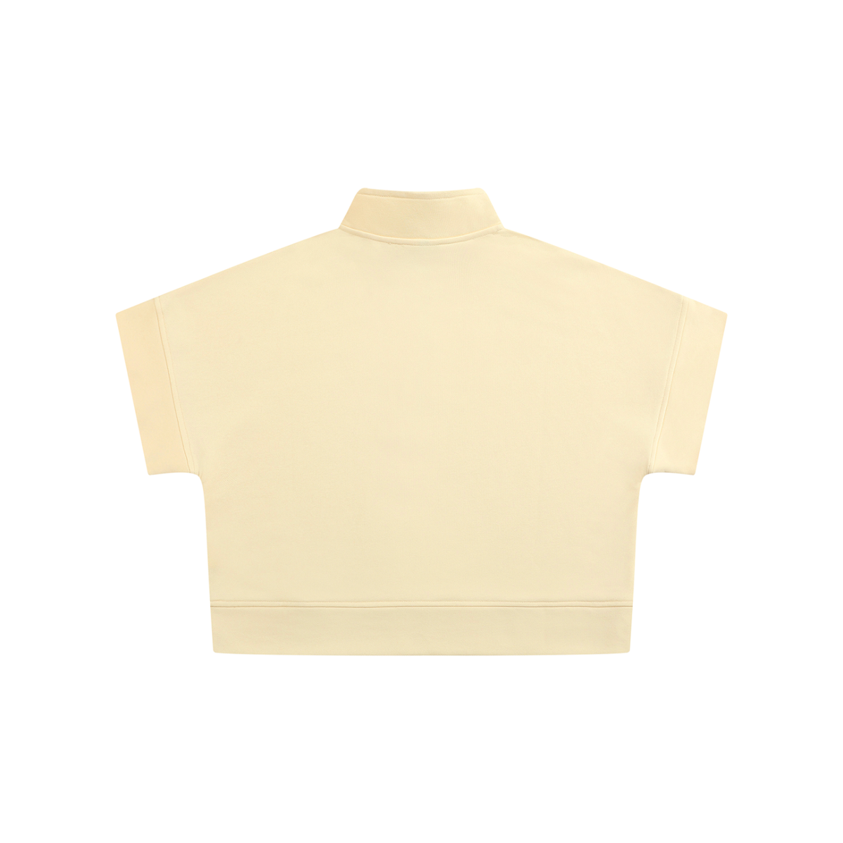 Women's Quarter Zip Crop Sweatshirt in apricot, alternate angle