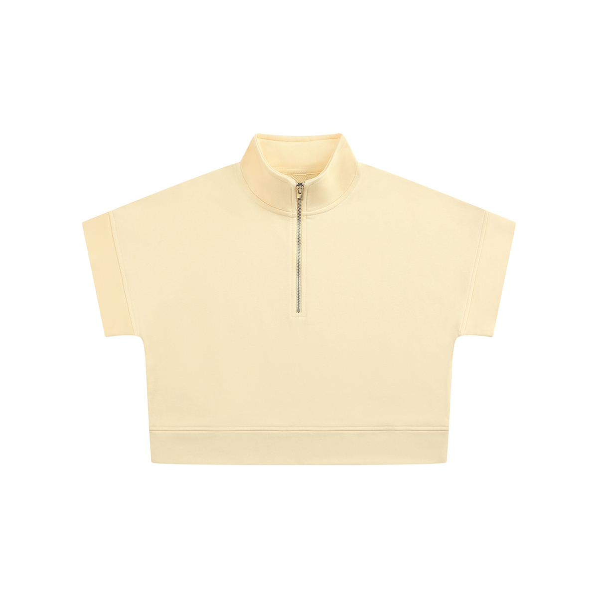 Women's Quarter Zip Crop Sweatshirt in apricot