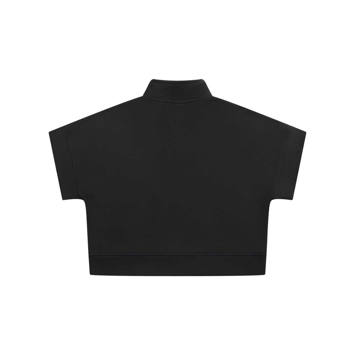 Women's Quarter Zip Crop Sweatshirt in black, alternate angle
