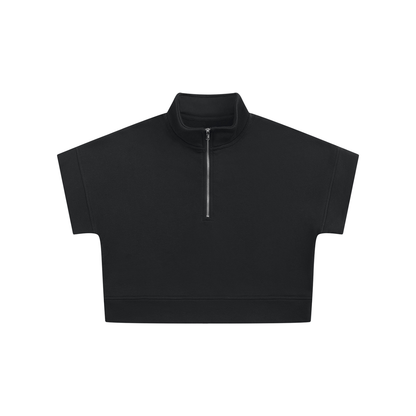 Women's Quarter Zip Crop Sweatshirt in black