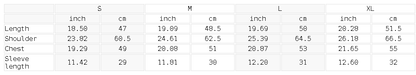 Size chart for the Women's Quarter Zip Crop Sweatshirt