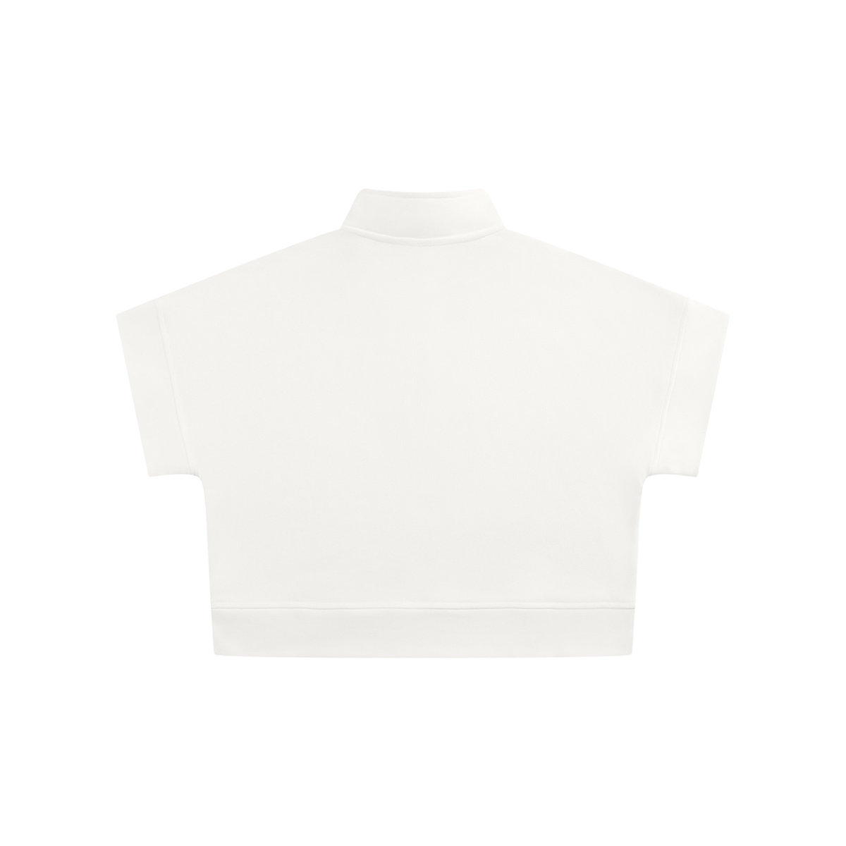 Women's Quarter Zip Crop Sweatshirt in white, alternate angle