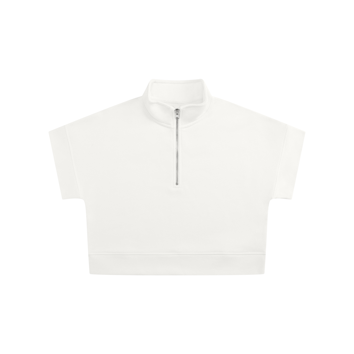 Women's Quarter Zip Crop Sweatshirt in white
