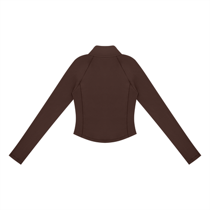 Women's Quarter-Zip T-Shirt in dark brown, alternate angle