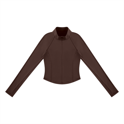 Women's Quarter-Zip T-Shirt in dark brown