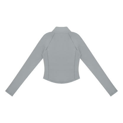 Women's Quarter-Zip T-Shirt in gray, alternate angle