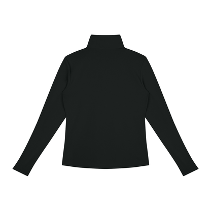 Women's Quarter-Zip Yoga Pullover in black, alternate angle