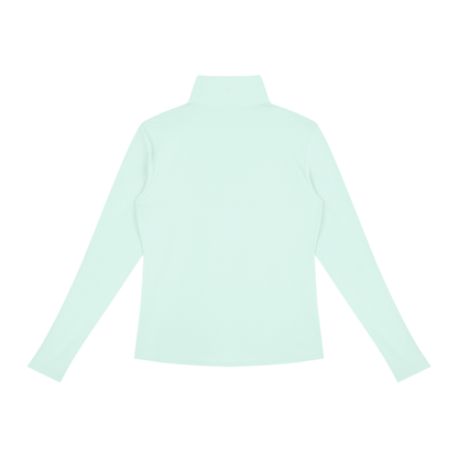 Women's Quarter-Zip Yoga Pullover in light green, alternate angle
