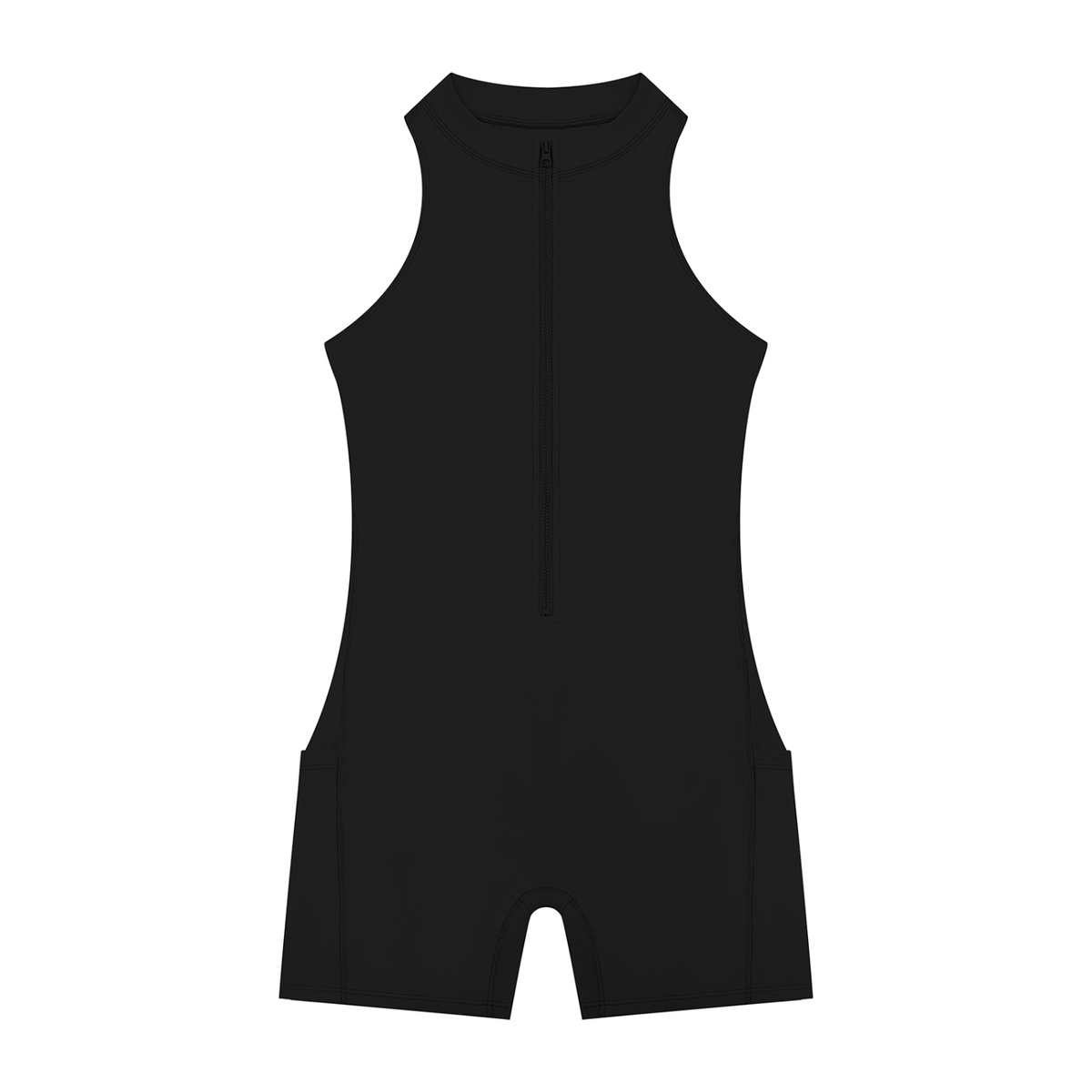 Women's Quarter-Zip Yoga Romper in black