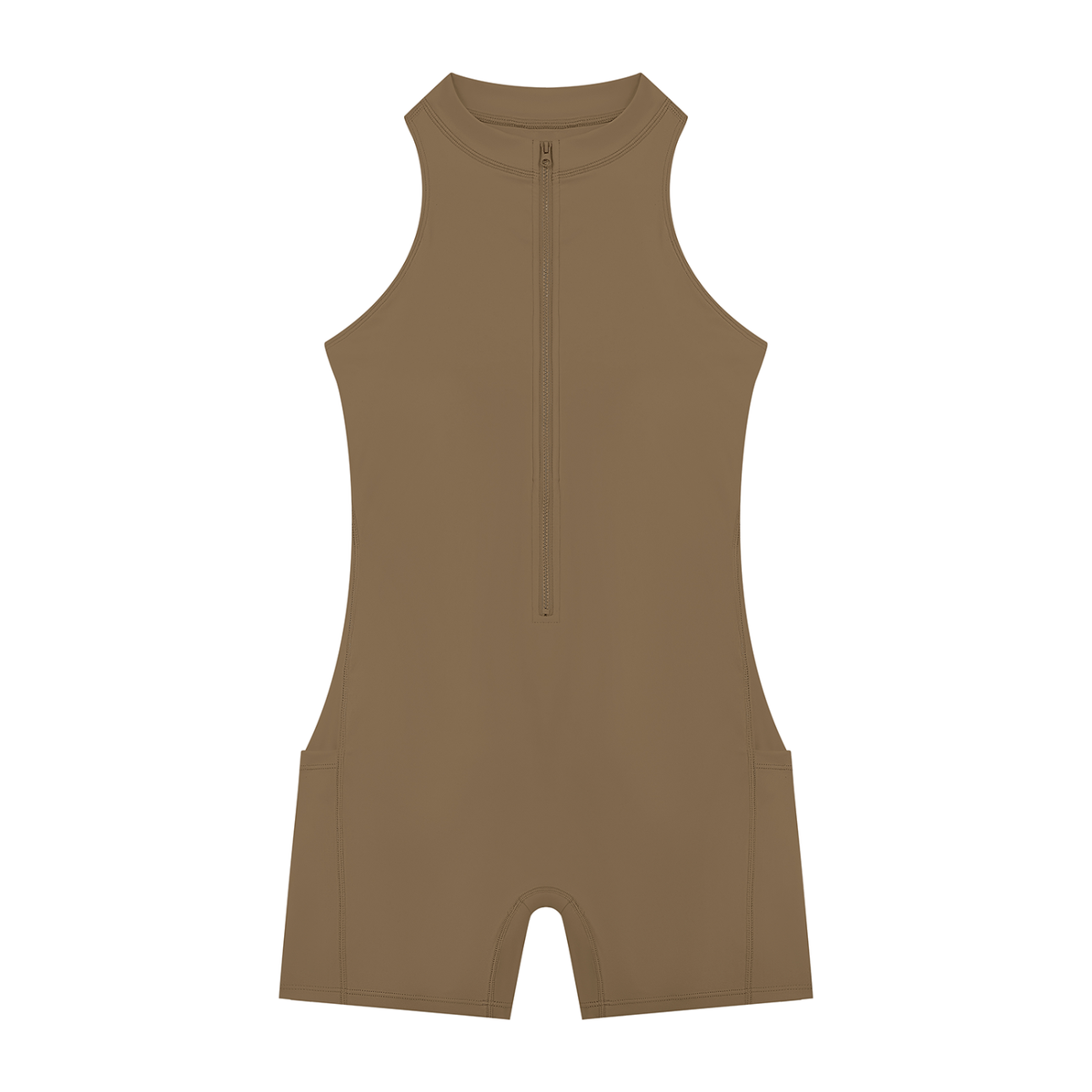 Women's Quarter-Zip Yoga Romper in coffee