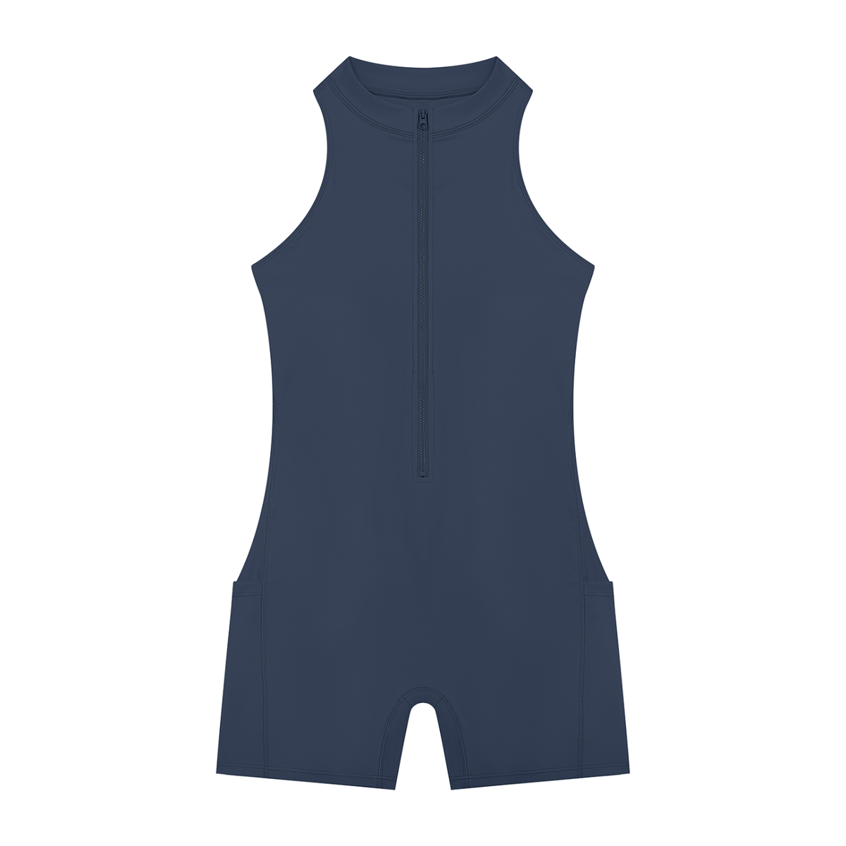 Women's Quarter-Zip Yoga Romper in navy blue