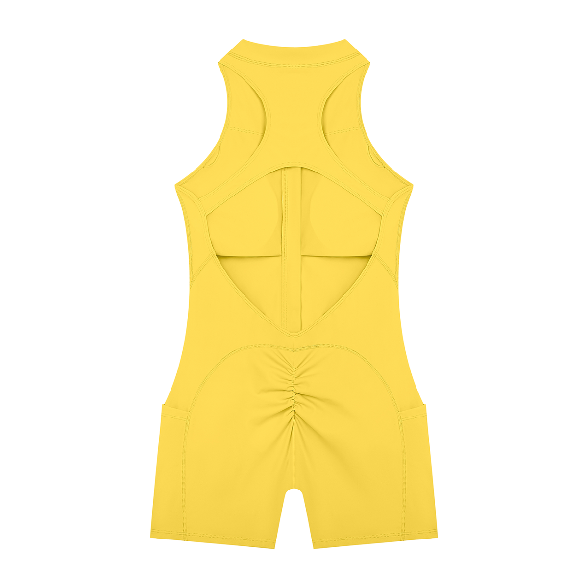 Women's Quarter-Zip Yoga Romper in yellow, alternate angle