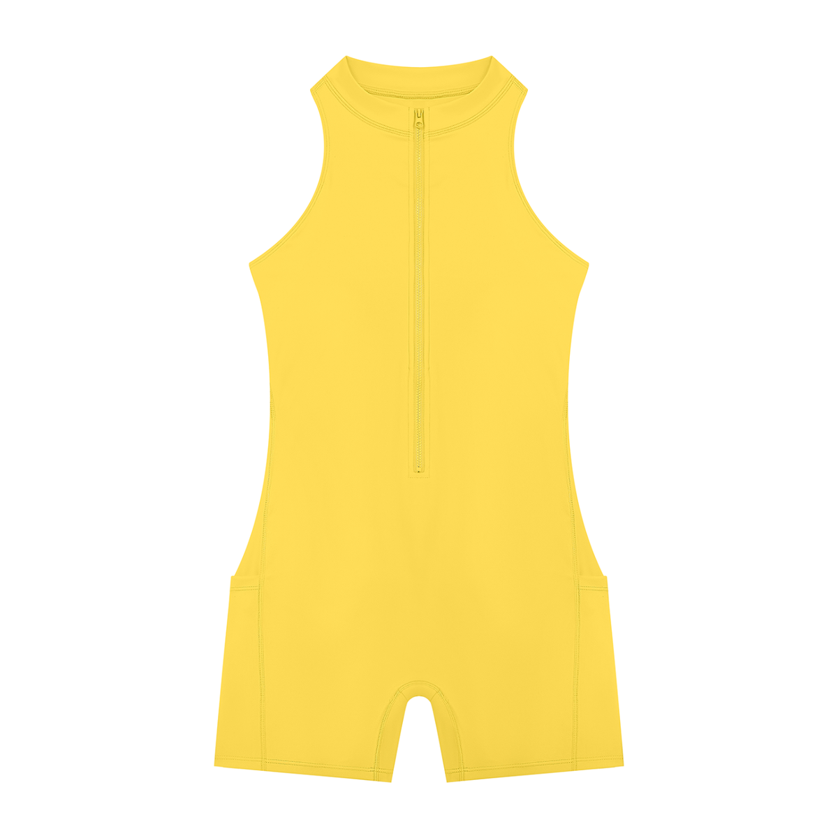 Women's Quarter-Zip Yoga Romper in yellow