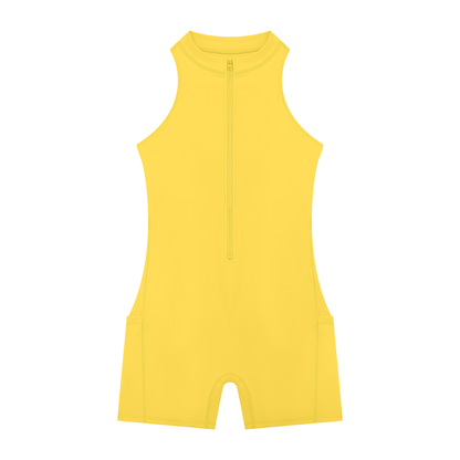 Women's Quarter-Zip Yoga Romper in yellow