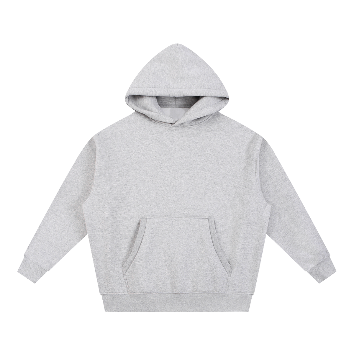 Unisex oversized boxy fleece hoodie with a sleeping black cat on an open book among flowers, Quiet Minds Grow, Wild Stories back print