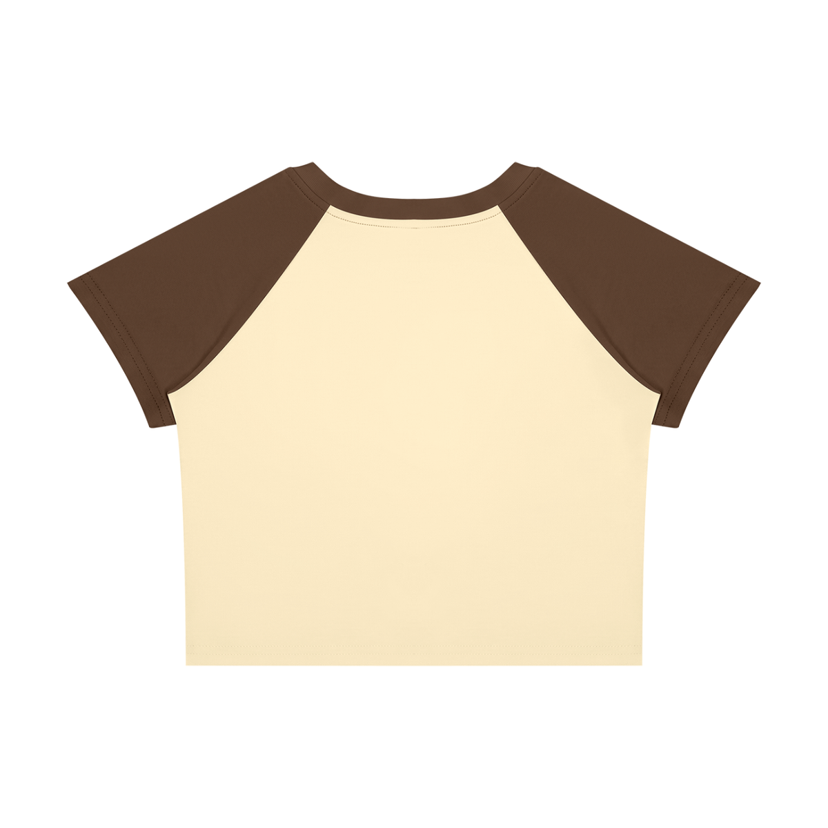 Women's Raglan Color Block Baby T-Shirt in apricot with coffee, alternate angle