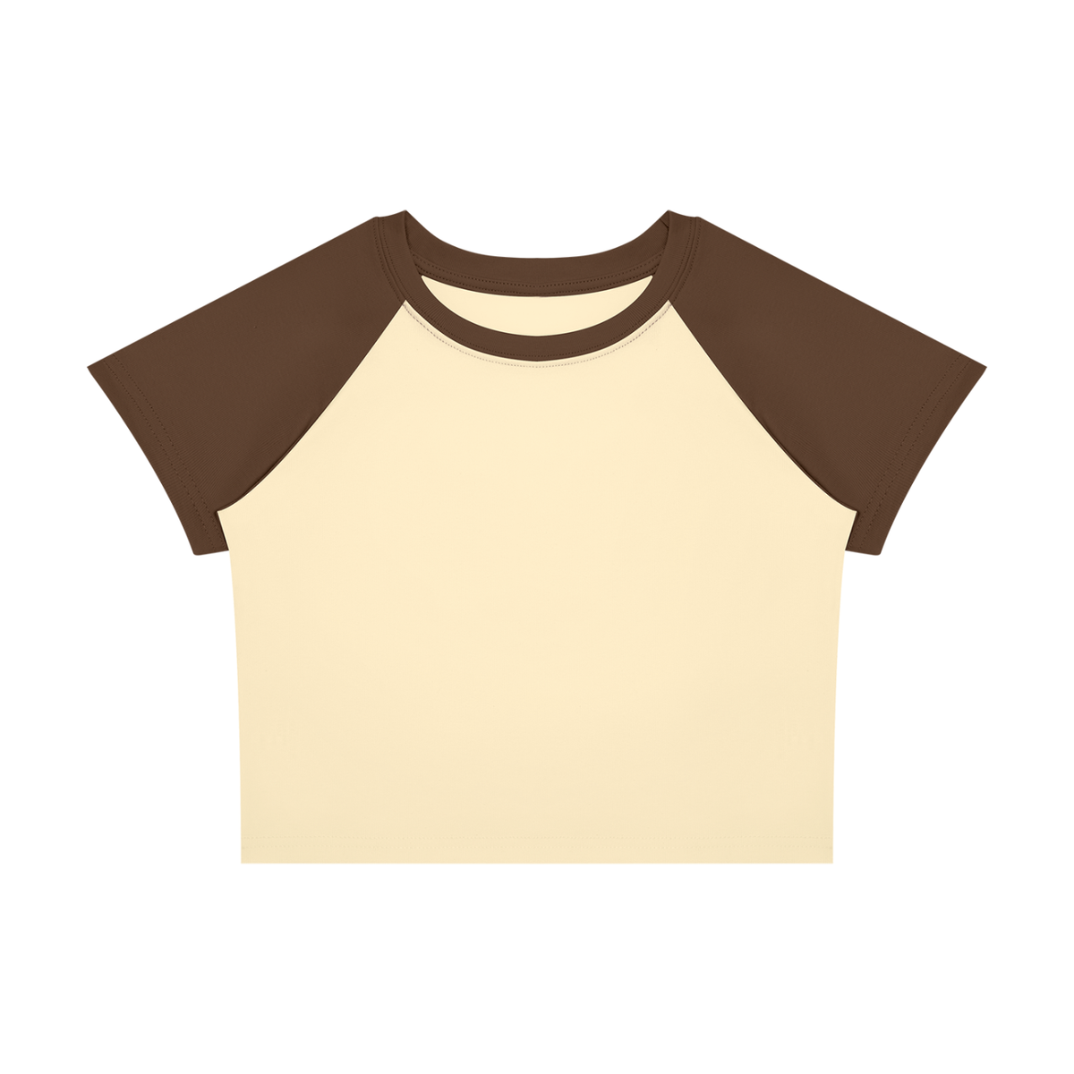 Women's Raglan Color Block Baby T-Shirt in apricot with coffee