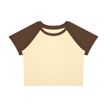Women's Raglan Color Block Baby T-Shirt in apricot with coffee