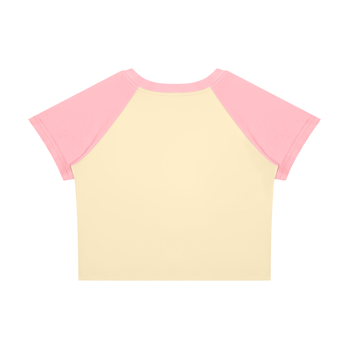Women's Raglan Color Block Baby T-Shirt in apricot with pink, alternate angle