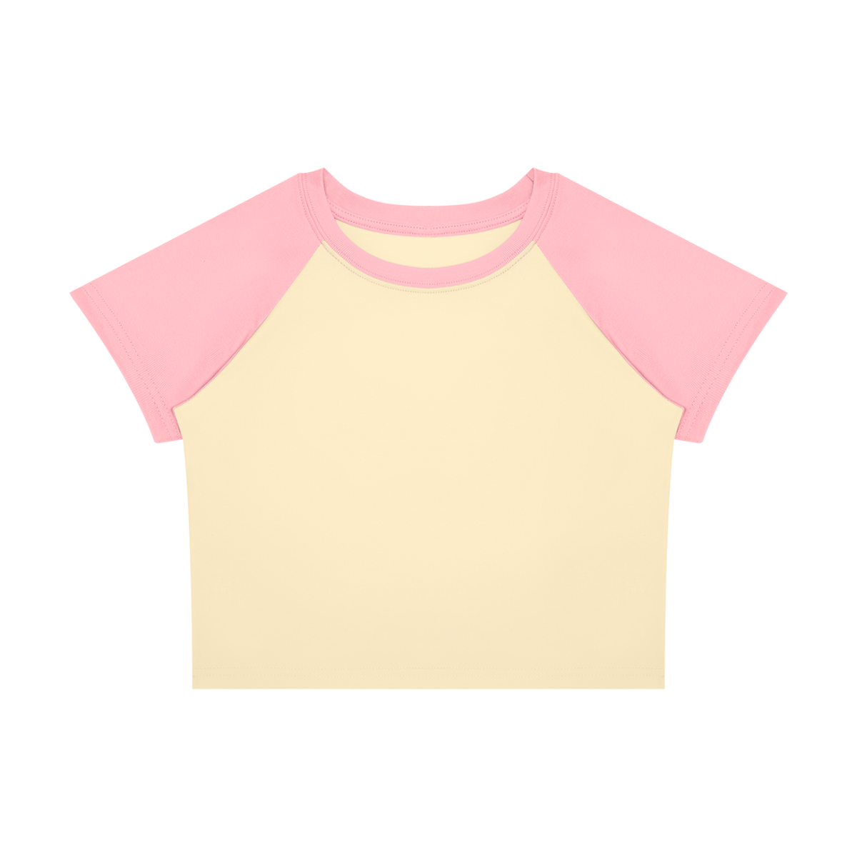 Women's Raglan Color Block Baby T-Shirt in apricot with pink