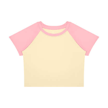 Women's Raglan Color Block Baby T-Shirt in apricot with pink