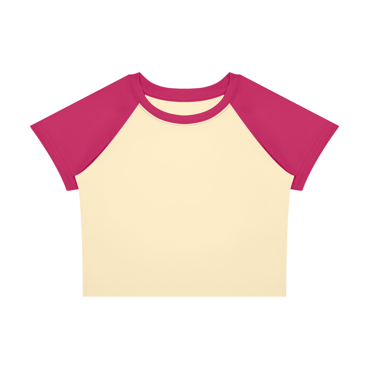 Women's Raglan Color Block Baby T-Shirt in apricot with rose red