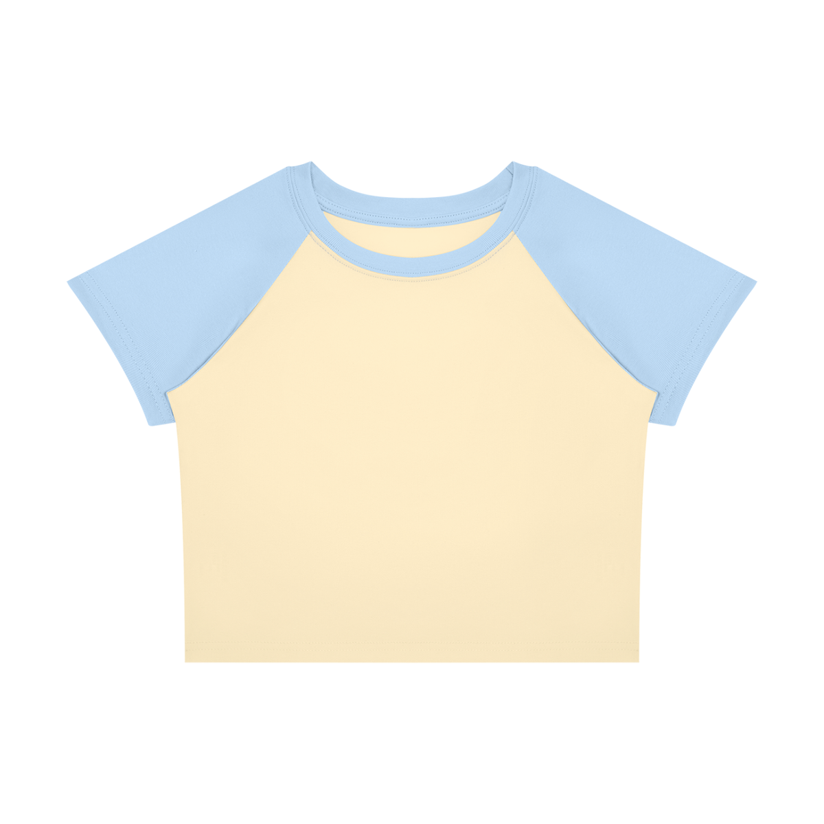 Women's Raglan Color Block Baby T-Shirt in apricot with sky blue
