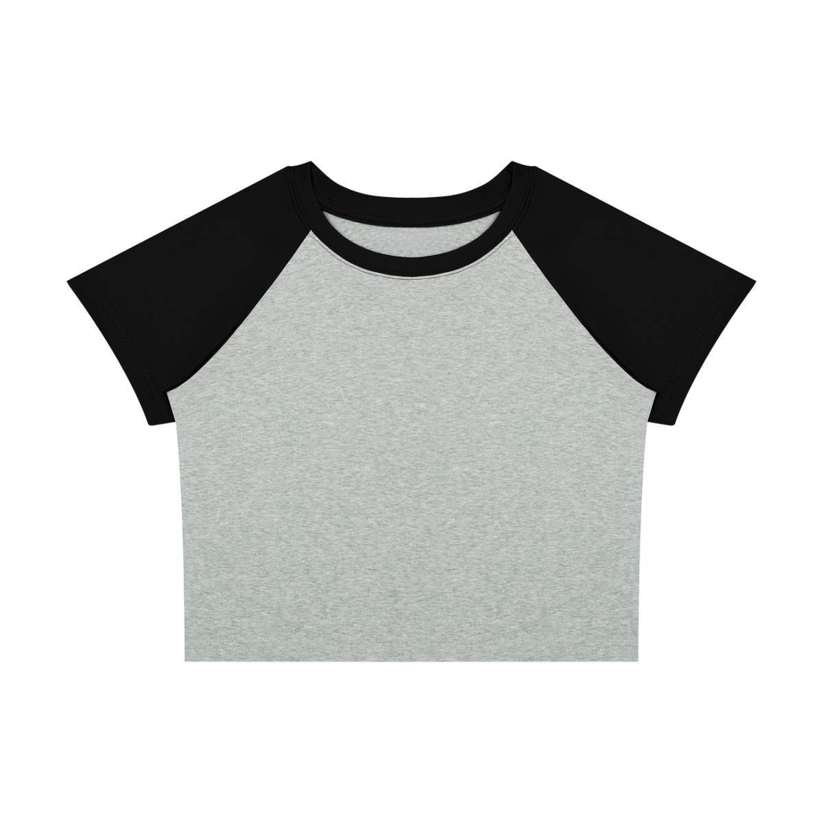 Women's Raglan Color Block Baby T-Shirt in flower gray with black