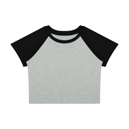 Women's Raglan Color Block Baby T-Shirt in flower gray with black