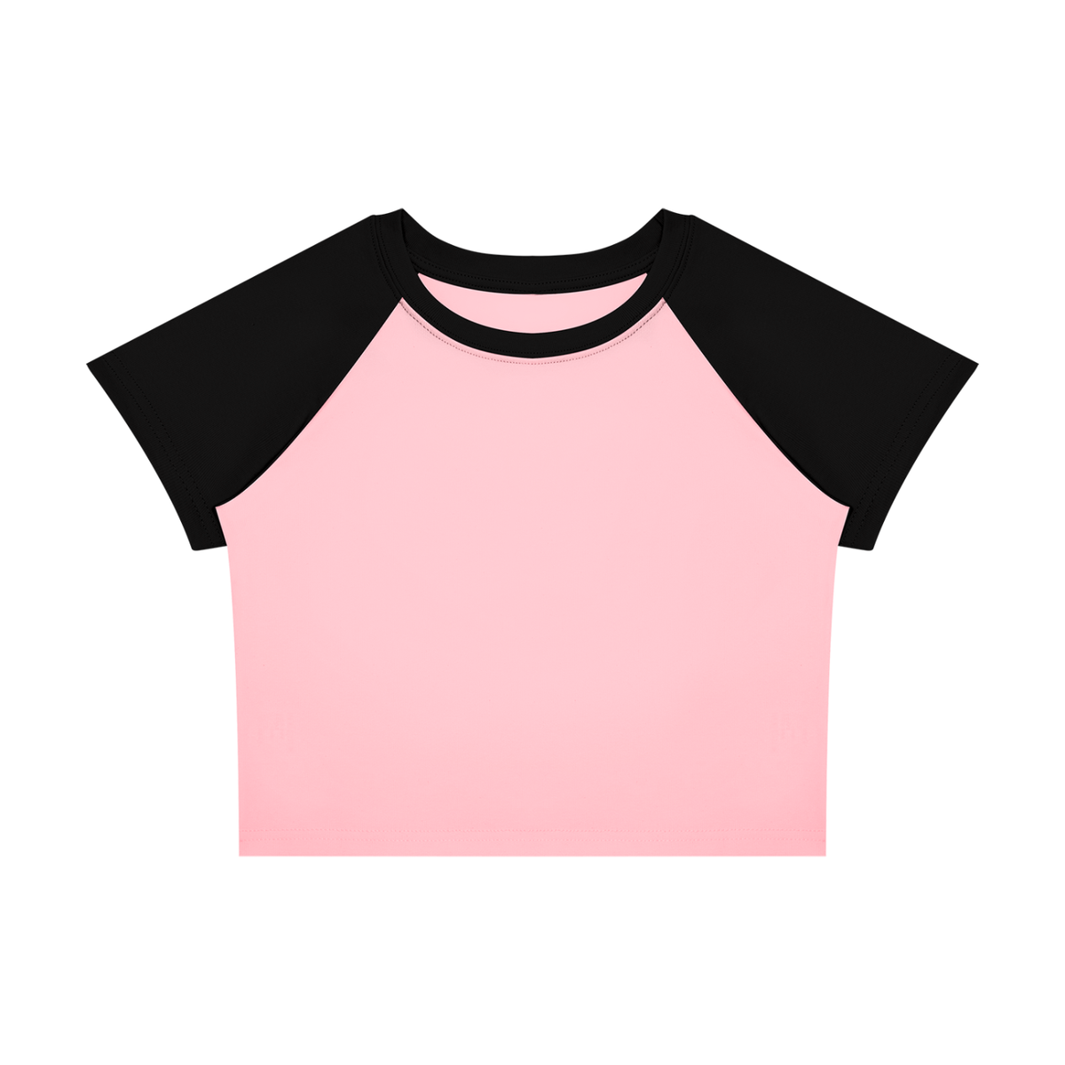 Women's Raglan Color Block Baby T-Shirt in pink with black
