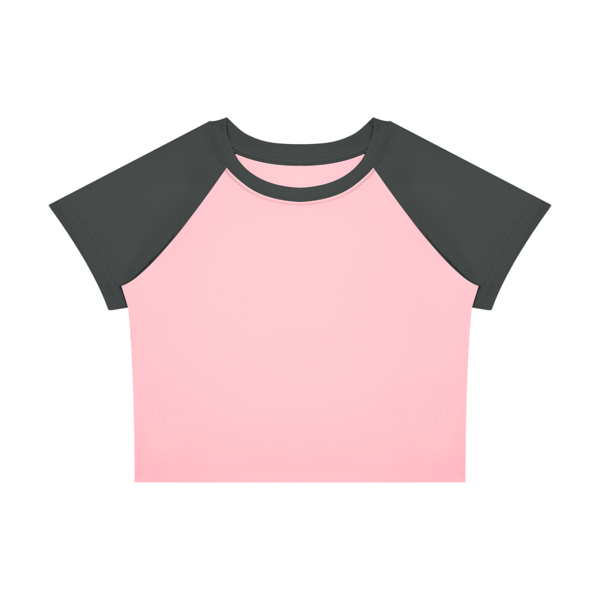 Women's Raglan Color Block Baby T-Shirt in pink with dark gray