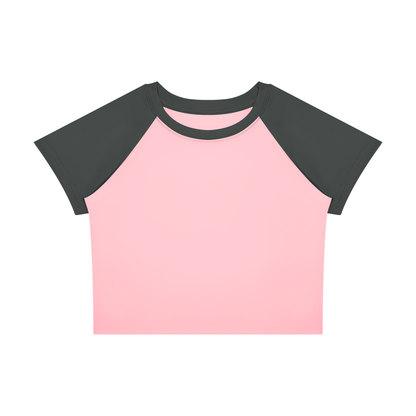 Women's Raglan Color Block Baby T-Shirt in pink with dark gray