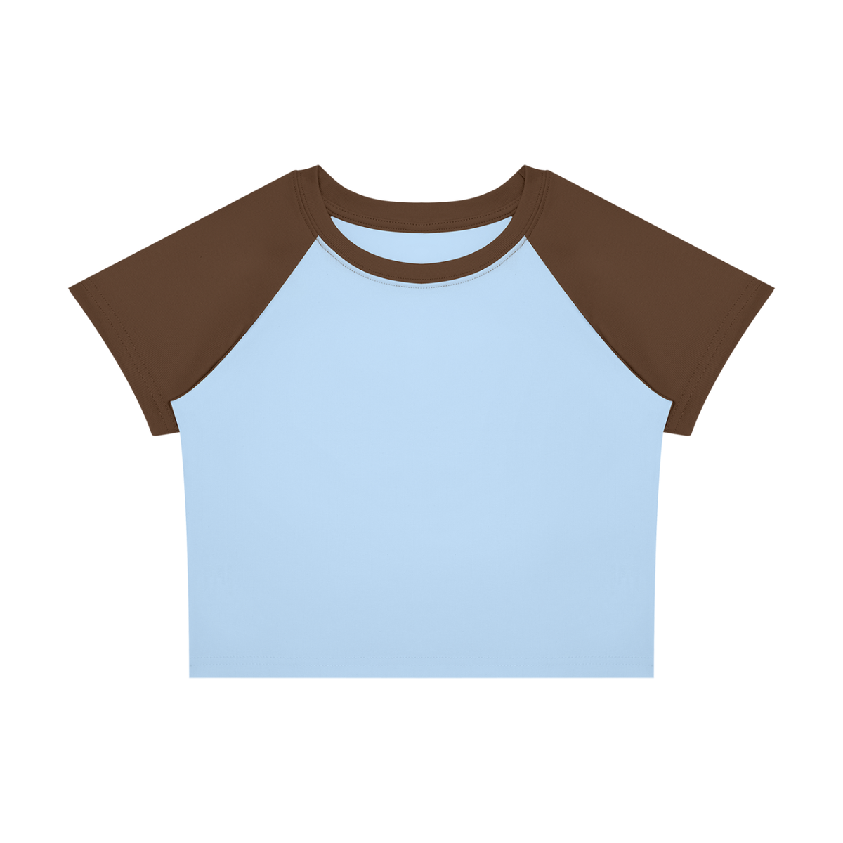 Women's Raglan Color Block Baby T-Shirt in sky blue with coffee
