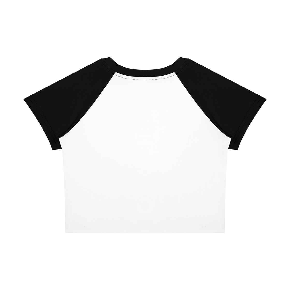 Women's Raglan Color Block Baby T-Shirt in white with black, alternate angle