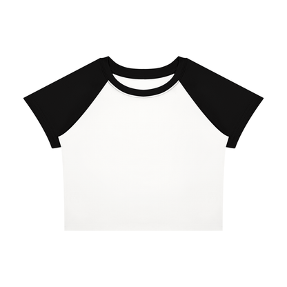 Women's Raglan Color Block Baby T-Shirt in white with black
