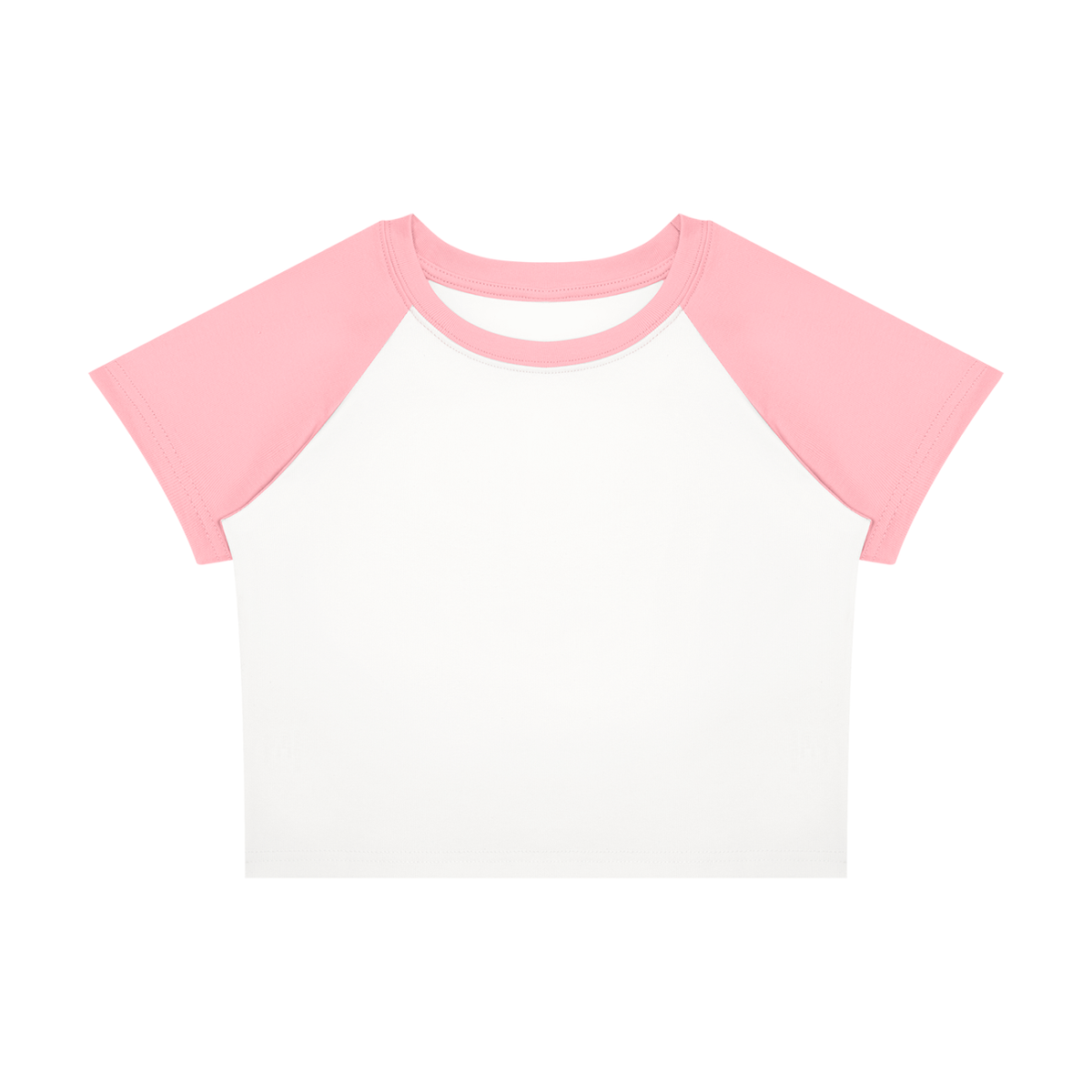Women's Raglan Color Block Baby T-Shirt in white with pink