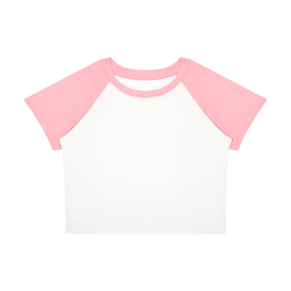 Women's Raglan Color Block Baby T-Shirt in white with pink