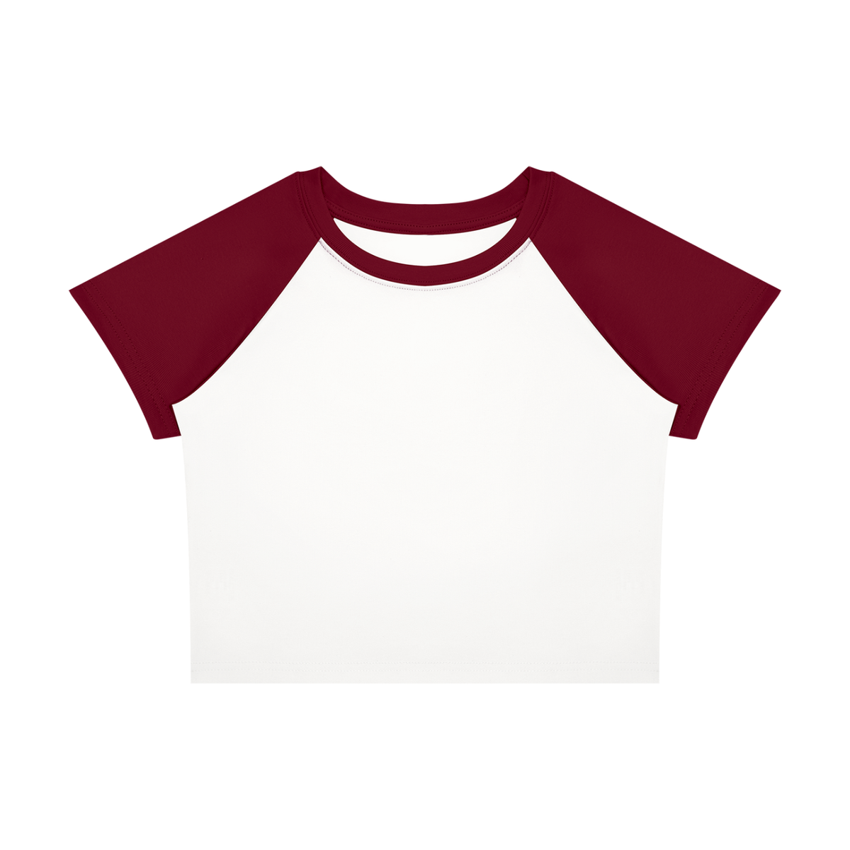 Women's Raglan Color Block Baby T-Shirt in white with wine red