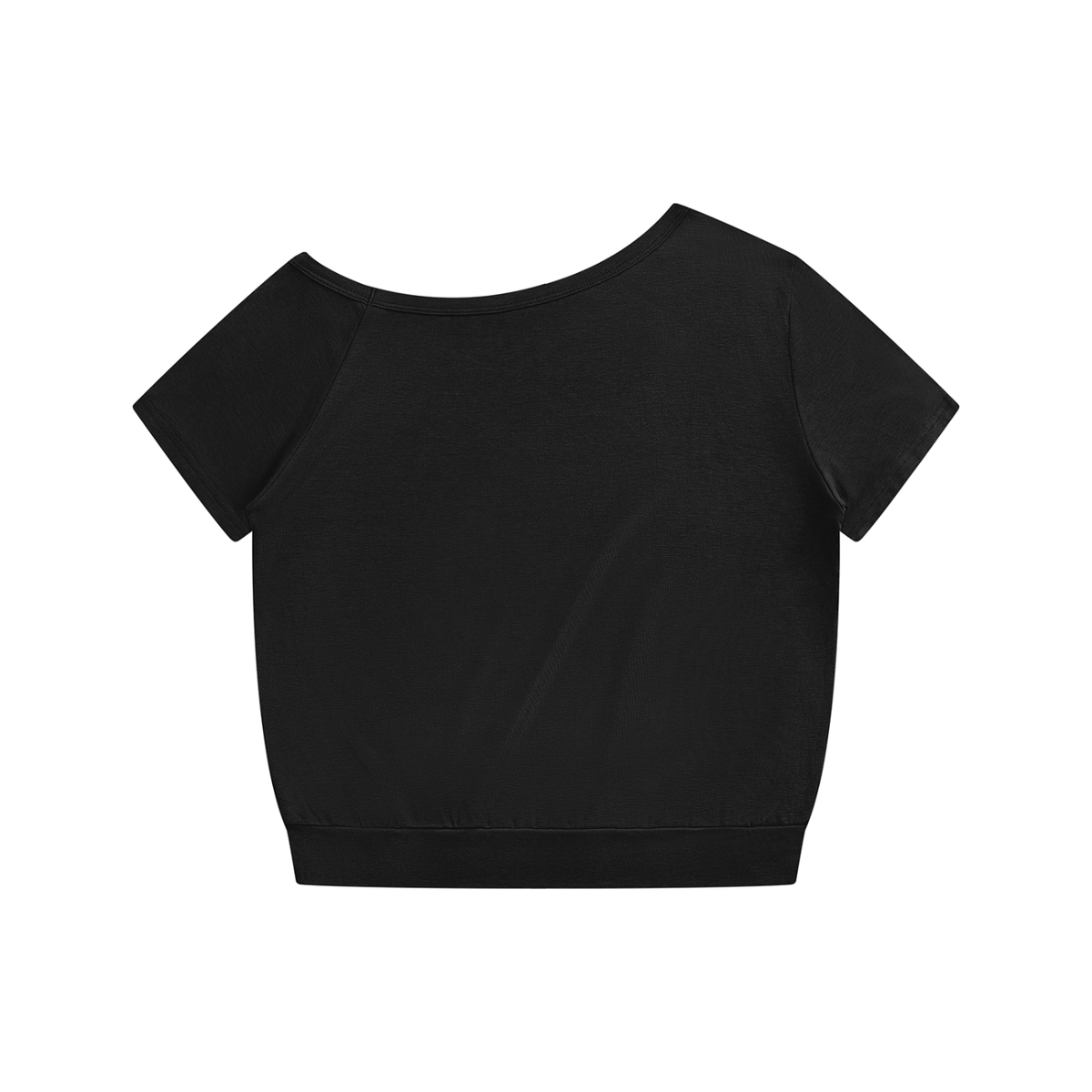 Women's Raglan Off-the-Shoulder T-Shirt in black, alternate angle