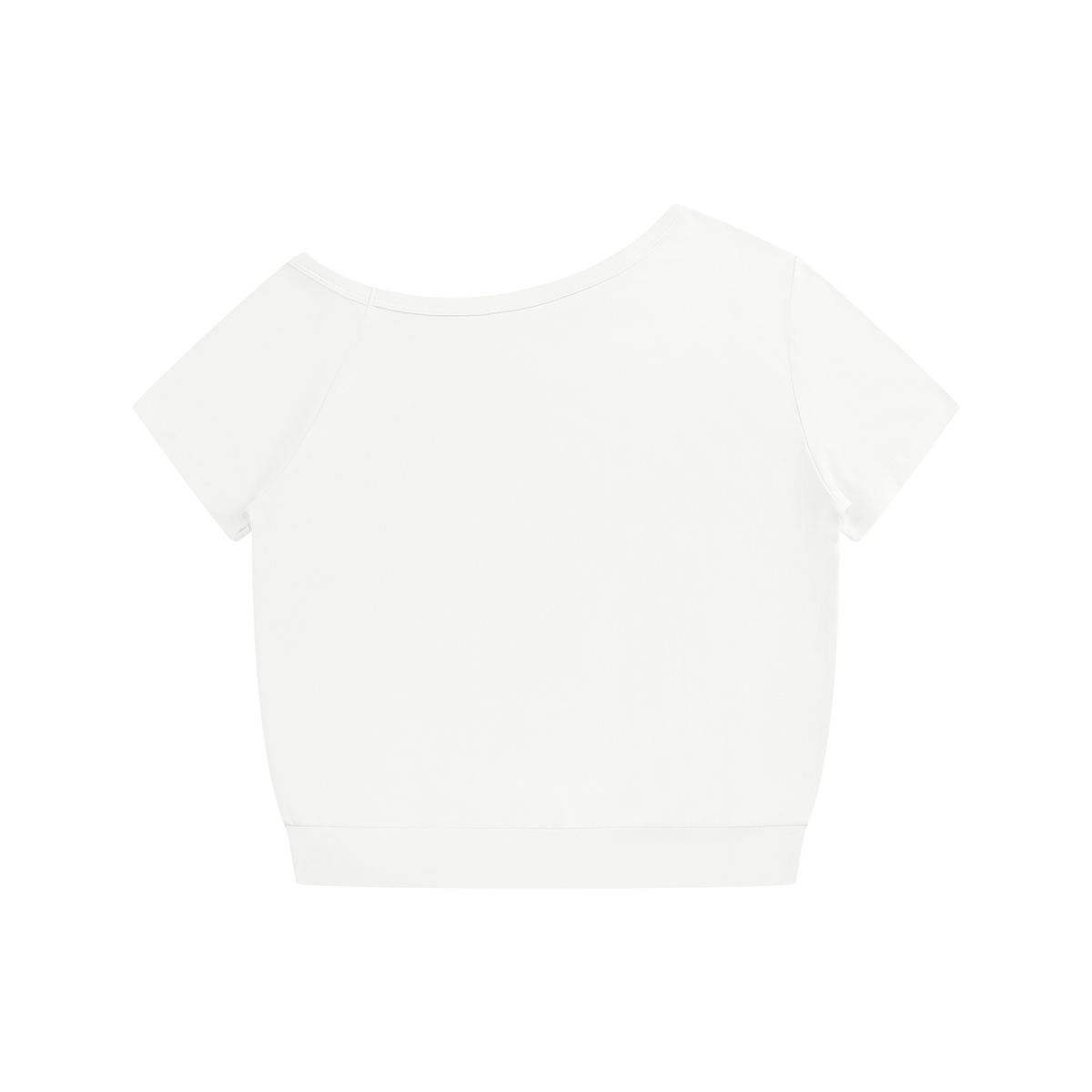 Women's Raglan Off-the-Shoulder T-Shirt in white, alternate angle