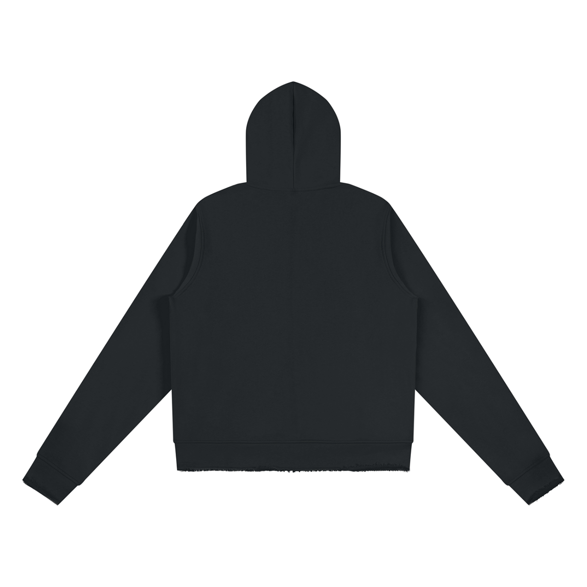Women's Raw Edge Full Zip Hoodie in black, alternate angle