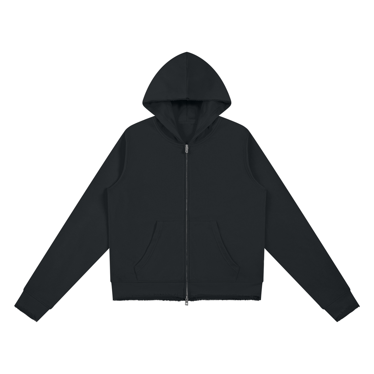 Women's Raw Edge Full Zip Hoodie in black
